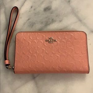 Coach Pink patent Logo Wristlet